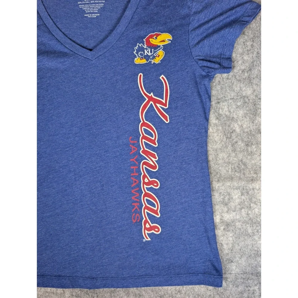 Kansas Jayhawks | Colosseum | Blue | Womens | V-Neck‎ Graphic T-Shirt | L